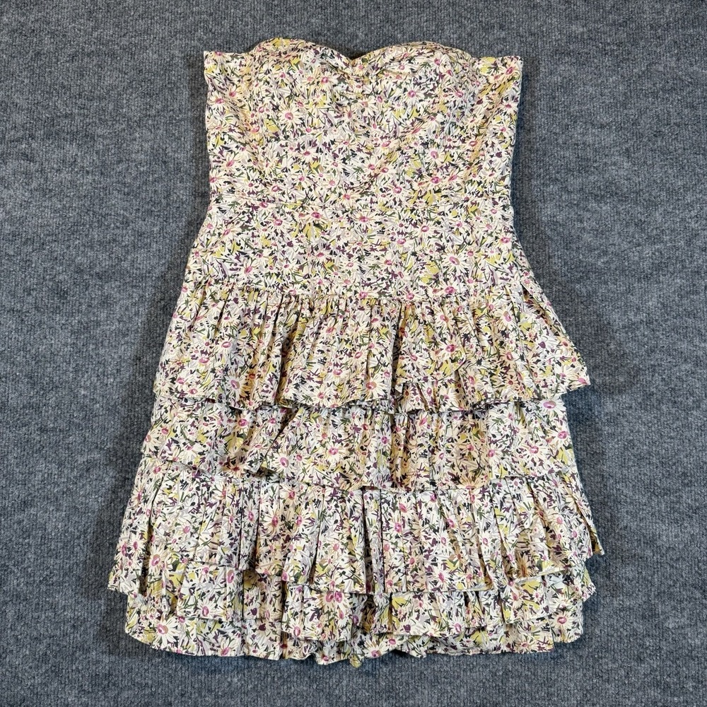 J. Crew Liberty Of London Strapless Ruffle Tiered Daisy Day Dress Size 2